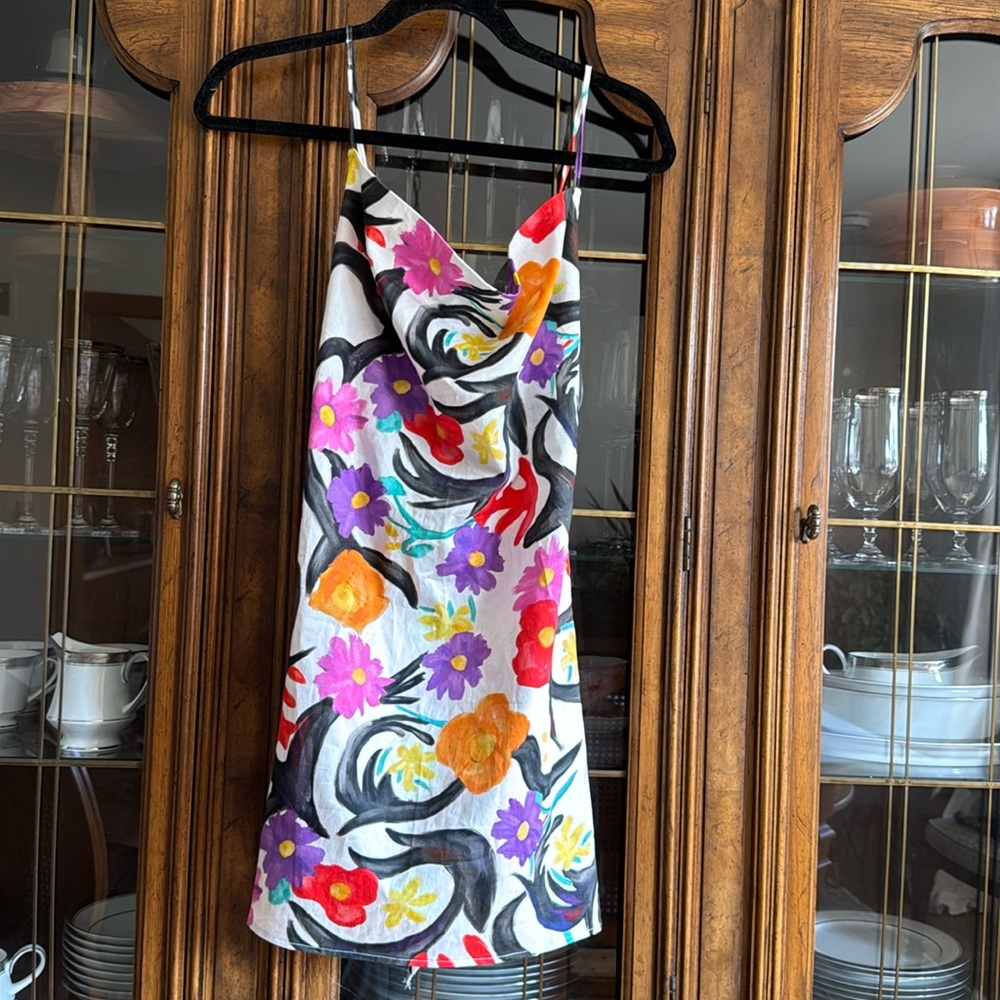 Stella Jean Floral Cowl Mini Dress